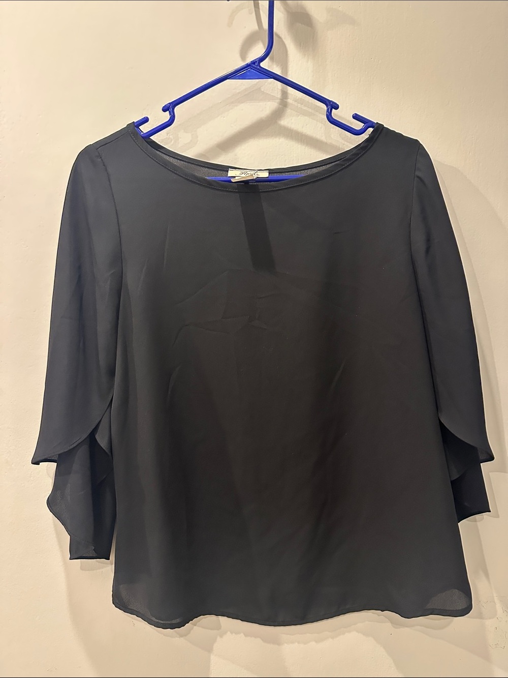 Black Layered-Sleeve Blouse for Women - Classic Work-to-Weekend Top